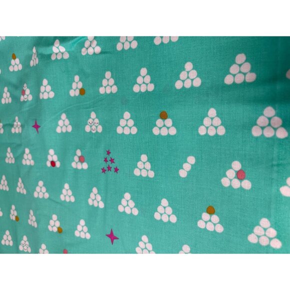 Mochi Folklore Moon Rabbit Cotton Fabric 1/2 yard x 44" Turquoise with White Dot - Picture 1 of 6